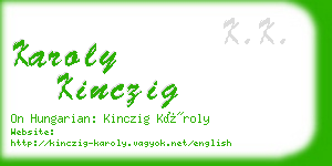 karoly kinczig business card